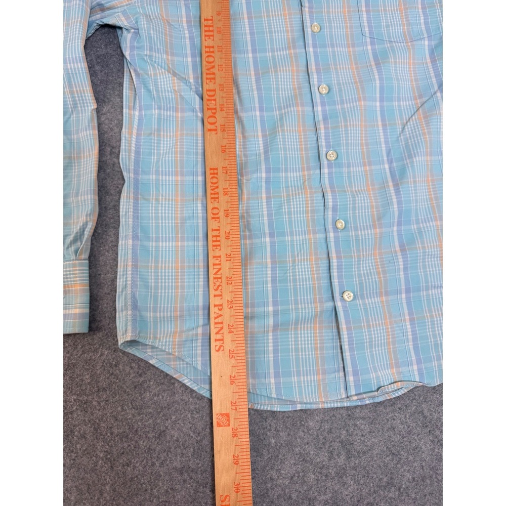 Peter Millar Summer Comfort Mens Small Blue Orange Plaid Performance Shirt LS - Picture 5 of 6